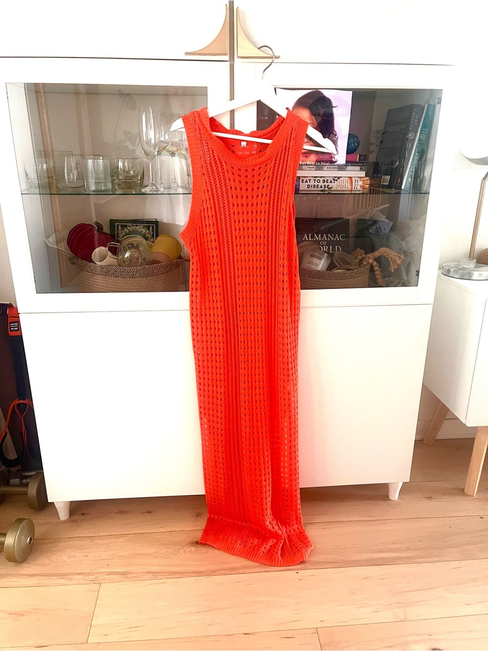 Bright Orange Knit Maxi Dress/ Coverup
